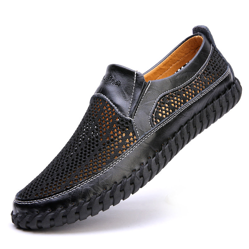 【38-48】👞2026 Nové jarní a letní pánské síťované boty velké velikosti - pravá hovězí kůže, proti pocení a zápachu, prodyšné a pohodlné-Z