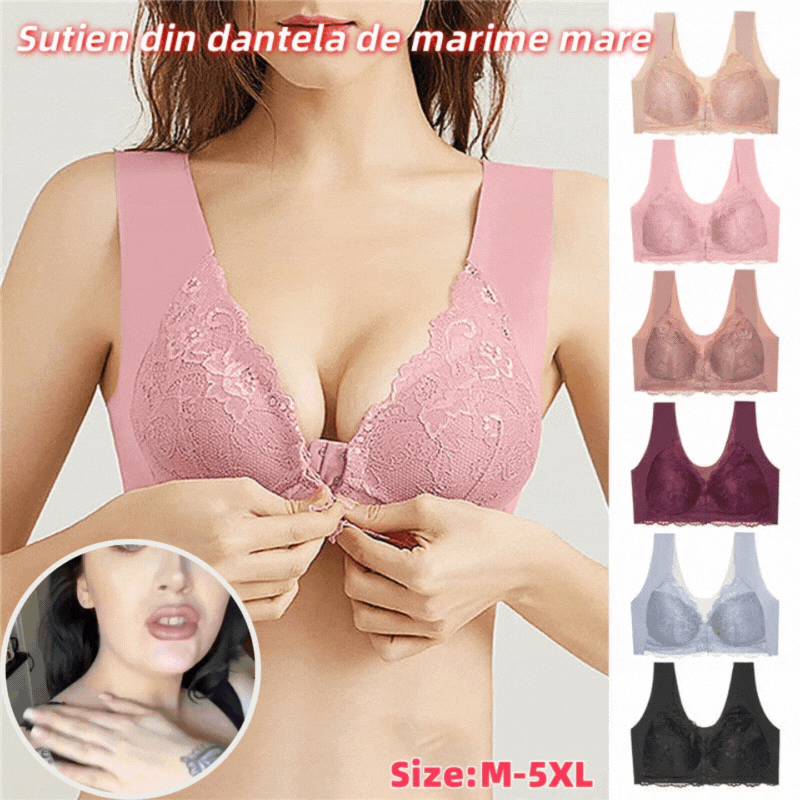 ✨【3sztuk】Duży, seksowny biustonosz z zapięciem z przodu, bez stalowego kółka, piękna bielizna z tyłu