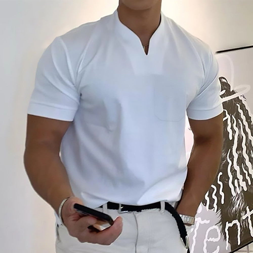 ✨👕【S-5XL】Letní nová velká velikost košile s krátkým rukávem a výstřihem do V
