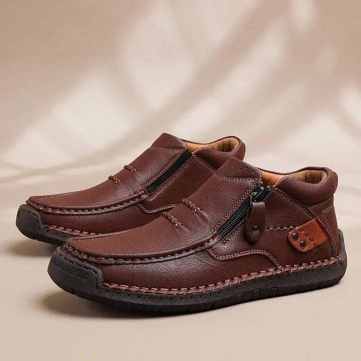 👞Pantofi casual bărbătești din piele de înaltă calitate, lucrați manual, antiderapanți - vârf larg, suport pentru arcul plantar-R