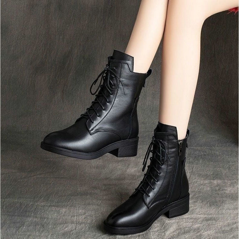 【35-41】2026 nuevas botas de mujer de cuero genuino hechas a mano-E