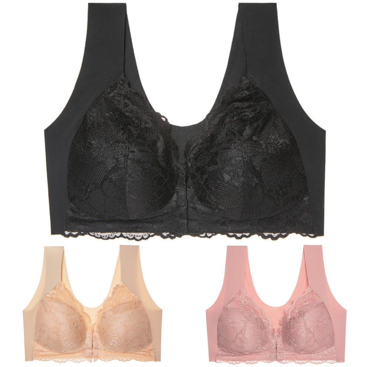 ✨Sujetador de talla grande con hebilla frontal, sexy, sin aro de acero, ropa interior con espalda hermosa-E