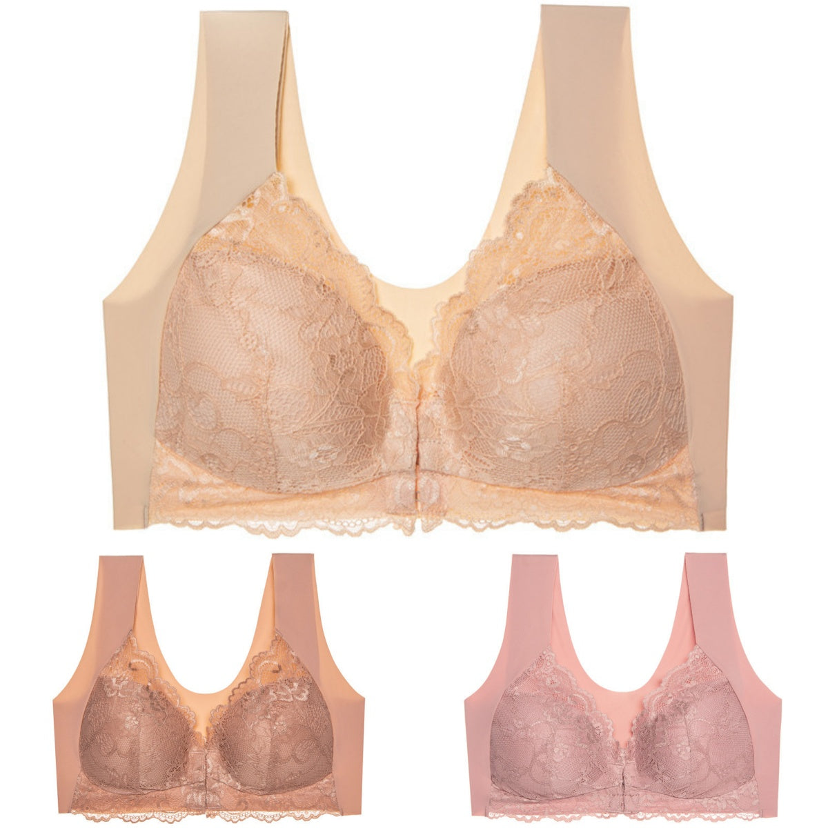 ✨Sujetador de talla grande con hebilla frontal, sexy, sin aro de acero, ropa interior con espalda hermosa-E
