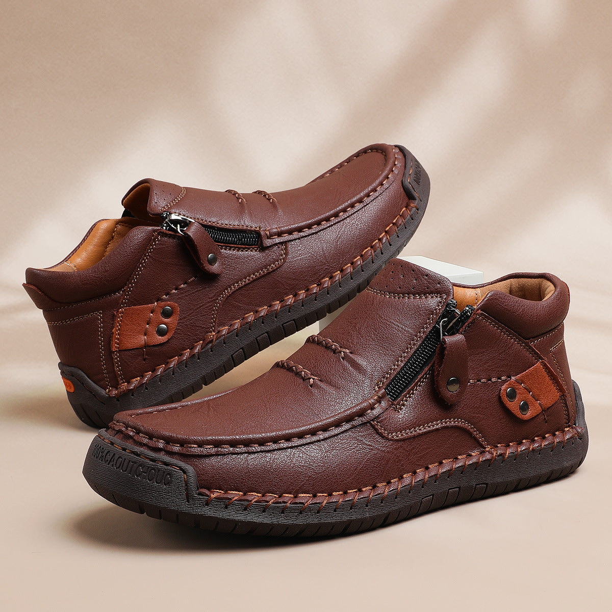 👞Pantofi casual bărbătești din piele de înaltă calitate, lucrați manual, antiderapanți - vârf larg, suport pentru arcul plantar-R