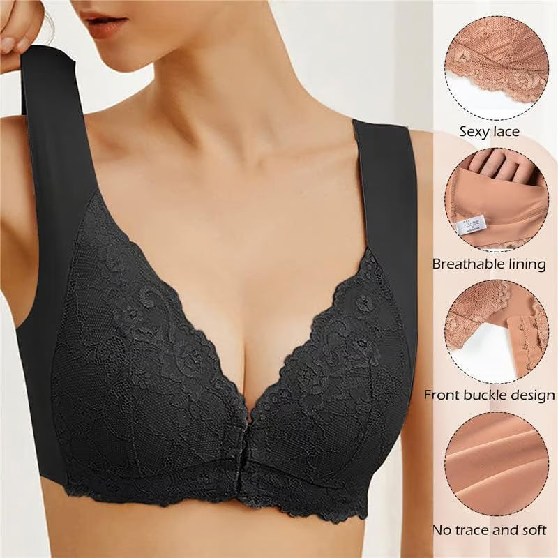 ✨Sujetador de talla grande con hebilla frontal, sexy, sin aro de acero, ropa interior con espalda hermosa-E