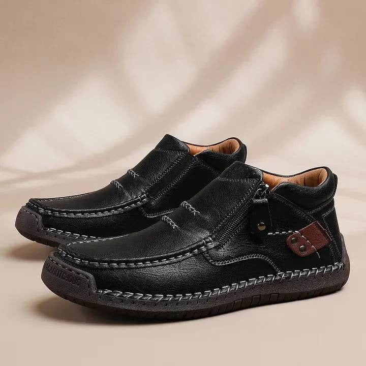 👞Pantofi casual bărbătești din piele de înaltă calitate, lucrați manual, antiderapanți - vârf larg, suport pentru arcul plantar-R