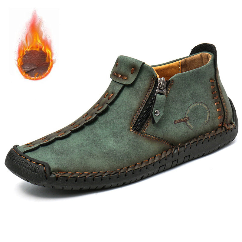 🥾Botas Martens para hombre hechas totalmente a mano con cuero genuino (tallas 38-48), con forro de felpa y cremallera – cálidas, cómodas y elegantes, ideales para el invierno.-E