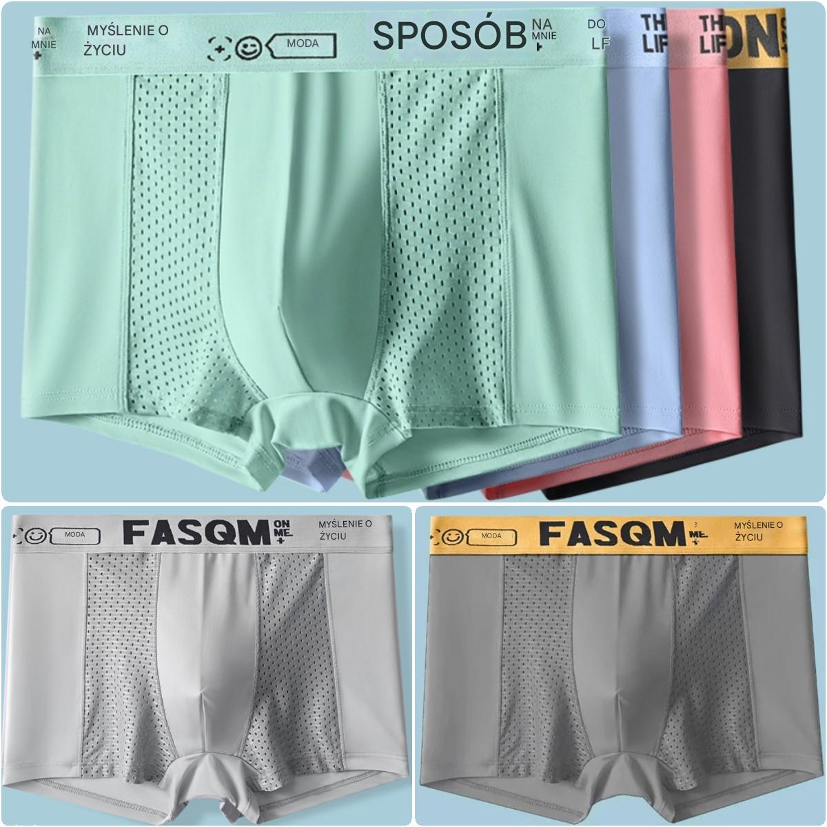 【Kup 3, otrzymaj 3 gratis】🔵 Męskie bokserki z lodowatego jedwabiu z przewiewną siateczką