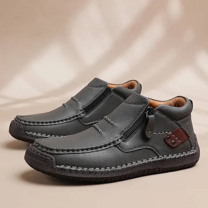 👞Pantofi casual bărbătești din piele de înaltă calitate, lucrați manual, antiderapanți - vârf larg, suport pentru arcul plantar-R