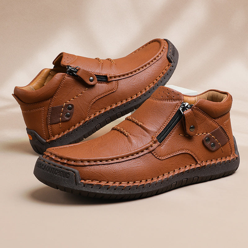 👞Pantofi casual bărbătești din piele de înaltă calitate, lucrați manual, antiderapanți - vârf larg, suport pentru arcul plantar-R