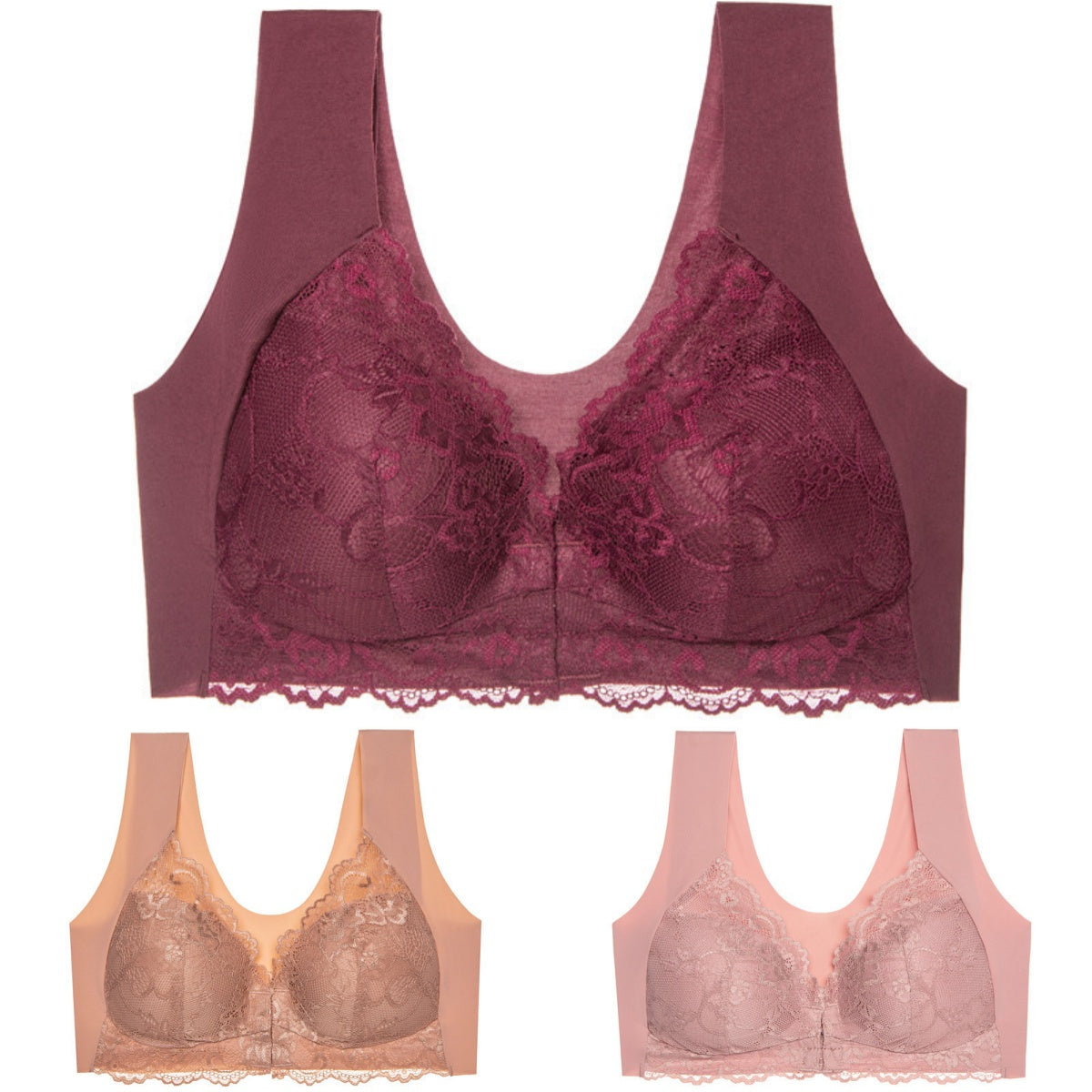 ✨Sujetador de talla grande con hebilla frontal, sexy, sin aro de acero, ropa interior con espalda hermosa-E