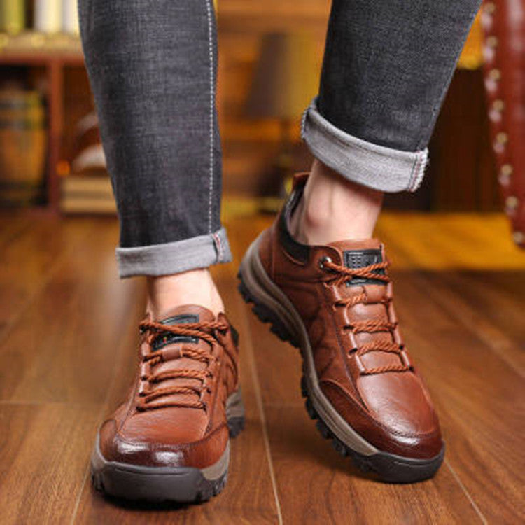 👞🍂Zapatos de cuero para hombre, a la moda, para otoño e invierno-E