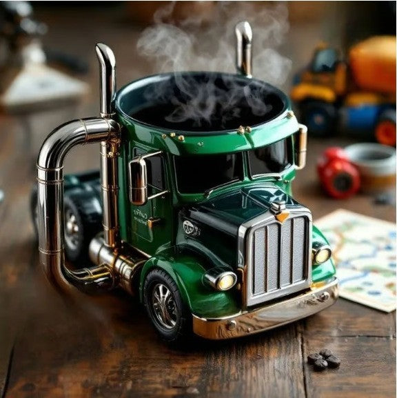 🚛Ručno izrađena šalica za kavu modela kamiona s poluprikolicom -H