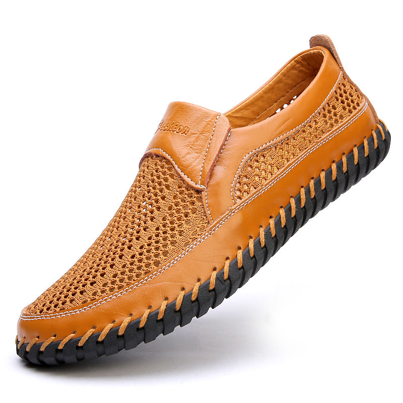 【38-48】👞2026 Nové jarní a letní pánské síťované boty velké velikosti - pravá hovězí kůže, proti pocení a zápachu, prodyšné a pohodlné-Z