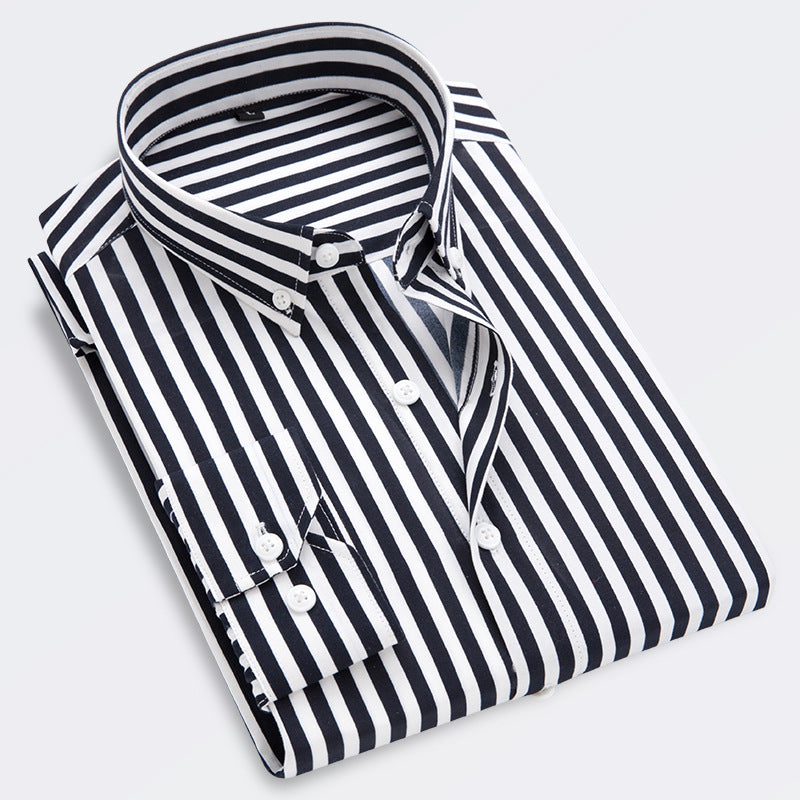 🥼🔥【M-5XL】Męska biznesowa, swobodna koszula w paski z długim rękawem