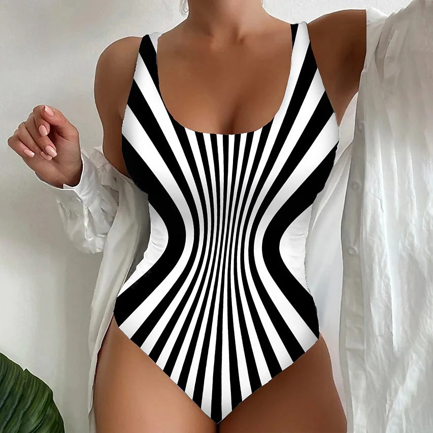 🥰【Poslední den – sleva 50 %】🔥【S~6XL】Unikátní pruhované jednodílné plavky-Z