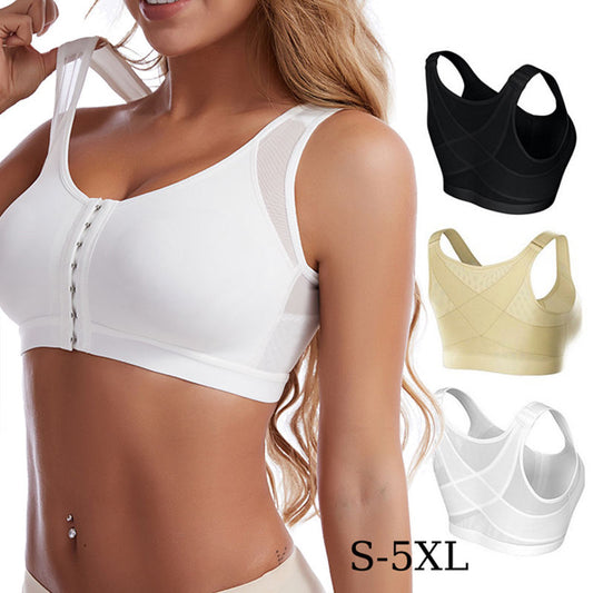 🔥Produse bestseller🔥【3 bucăți】🥰👙【40-120kg】Sutien de susținere cu acoperire completă, fără balene + închidere frontală, confortabil și ușor de purtat-R