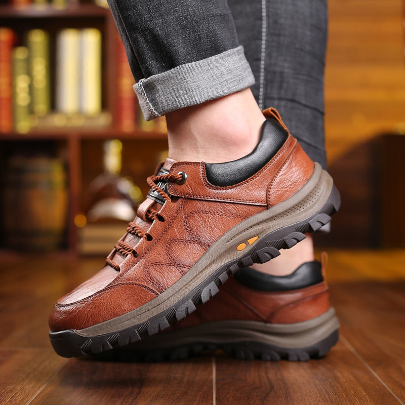 👞🍂Zapatos de cuero para hombre, a la moda, para otoño e invierno-E