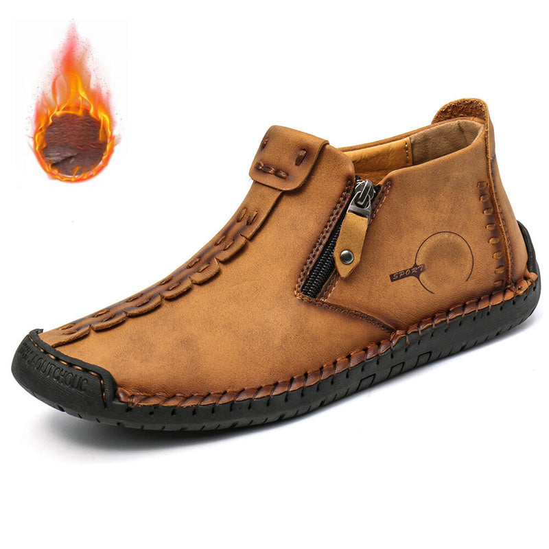 🥾Botas Martens para hombre hechas totalmente a mano con cuero genuino (tallas 38-48), con forro de felpa y cremallera – cálidas, cómodas y elegantes, ideales para el invierno.-E