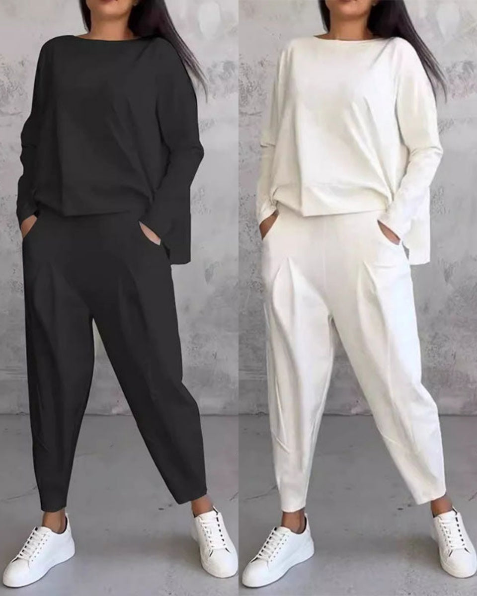 💃50% sleva 💖 Nová jednoduchá bavlněná souprava na jaro-podzim 2025.-Z