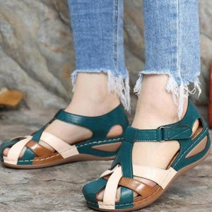 【35-43】Sandalias de mujer con plataforma de cuero suave y recortes-3567589-E