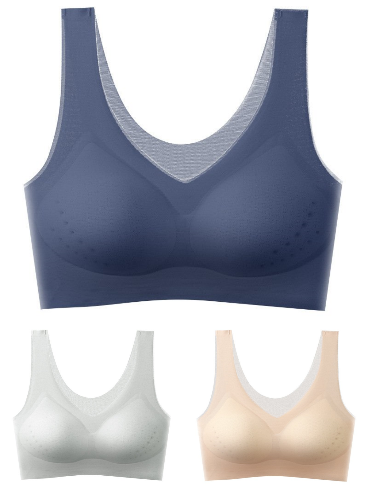 ❄️🧊【Oferta limitada】✨【Juego de 3 piezas】【40–120KG】Sujetador push-up de seda helada 2026 – sin costuras, ligero y transpirable ❄️💃【Comodidad diaria máxima】-E