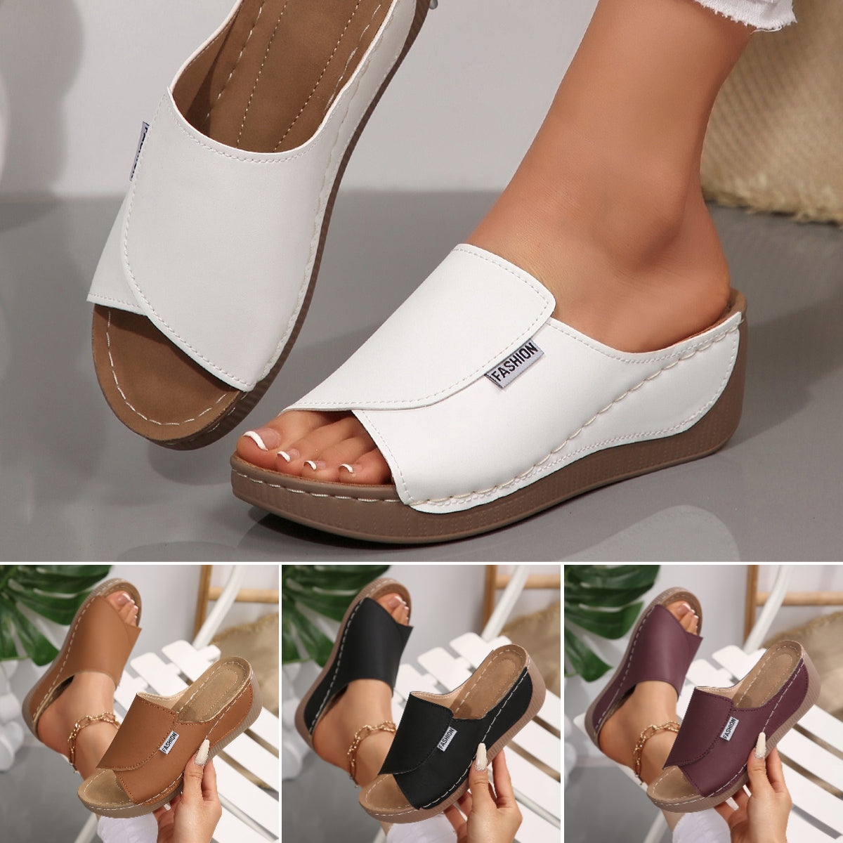 🔥👡【36-43】Sandale la modă pentru femei din piele naturală, 2025, cu talpă moale și groasă-R