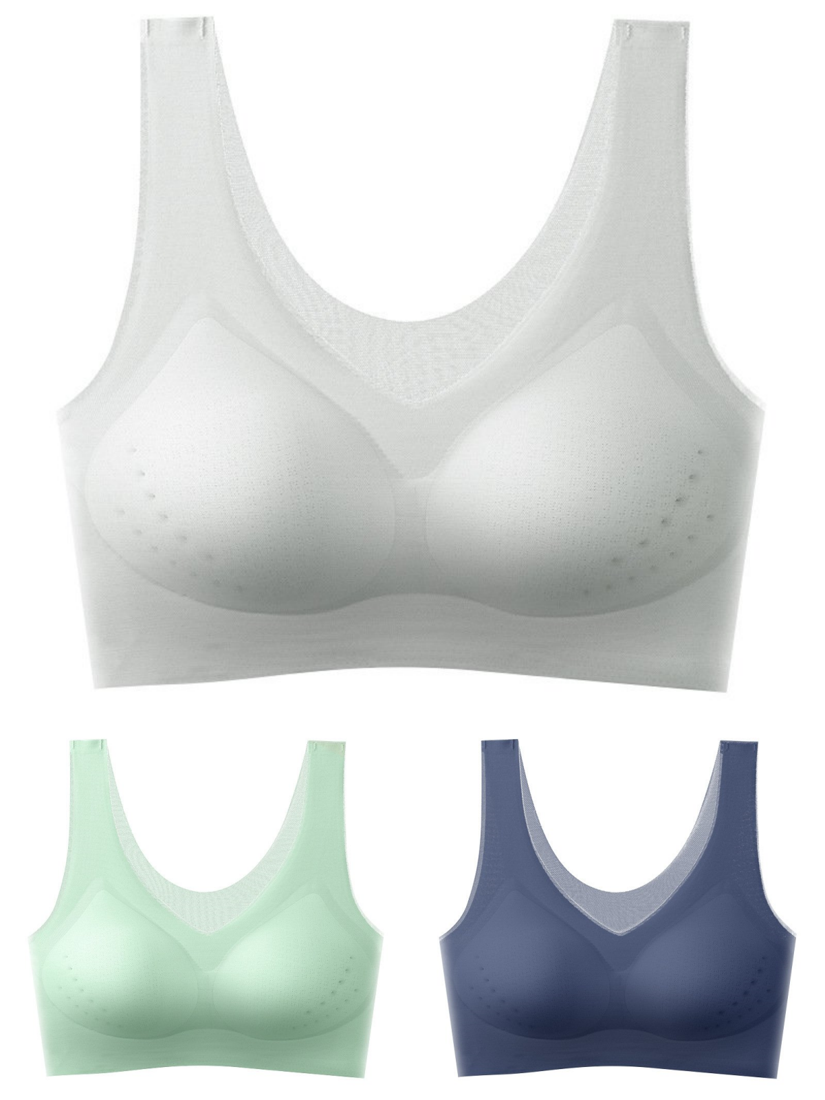 ❄️🧊【Oferta limitada】✨【Juego de 3 piezas】【40–120KG】Sujetador push-up de seda helada 2026 – sin costuras, ligero y transpirable ❄️💃【Comodidad diaria máxima】-E