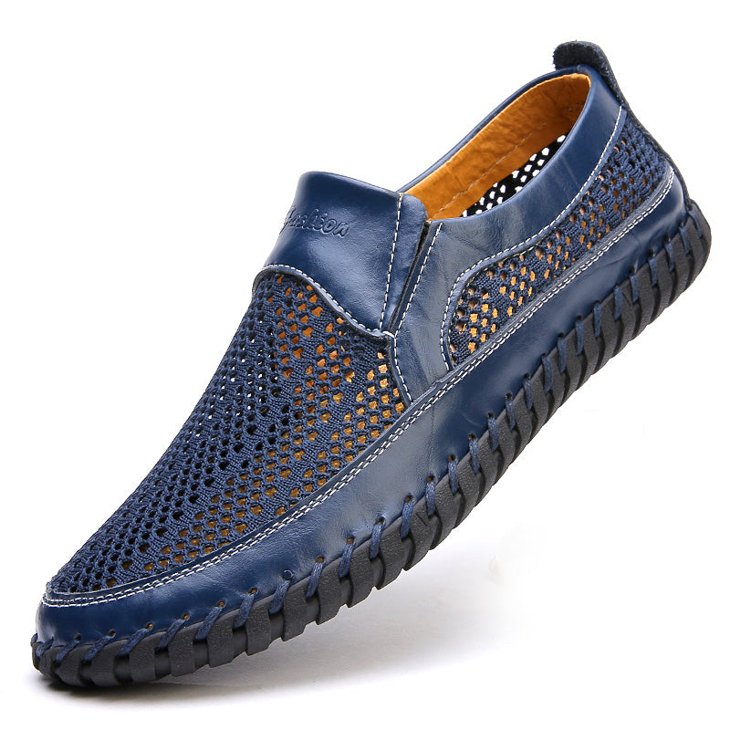 【38-48】👞2026 Nové jarní a letní pánské síťované boty velké velikosti - pravá hovězí kůže, proti pocení a zápachu, prodyšné a pohodlné-Z