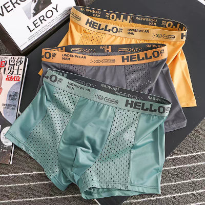 🔥🔥【Compra 6 y obten 6 gratis】【6/12 piezas】 Bóxer de seda de hielo para hombre con malla transpirable-E