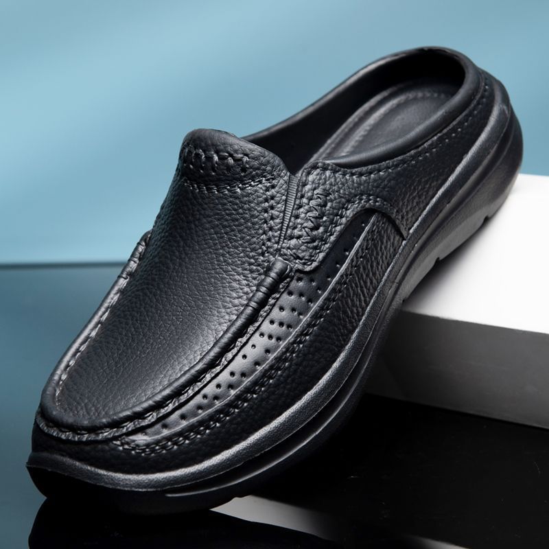 🔥✨【Korlátozott mennyiség】👞【39-45】Új stílusú, kényelmes és légáteresztő valódi bőrből készült, kézzel készített férfi papucs-U