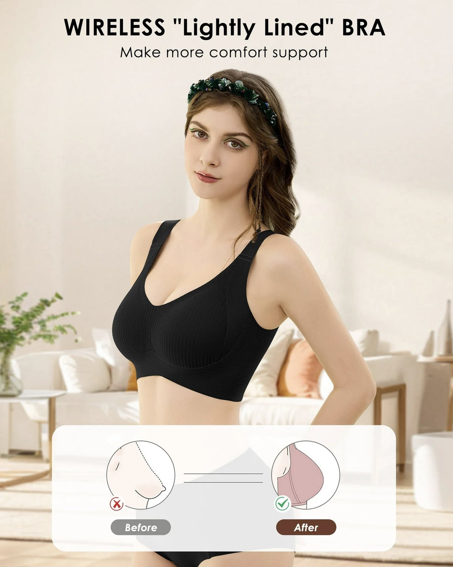 😍【Paquete de 4】Sujetador inalámbrico de una pieza para mujer❤️【40-95 kg】-E