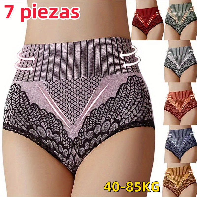 🔥Poslední den 50% sleva🔥🔥【7 kusů】🦋[40-85kg] Dámské kalhotky s vysokým pasem pro regulaci bříška-Z
