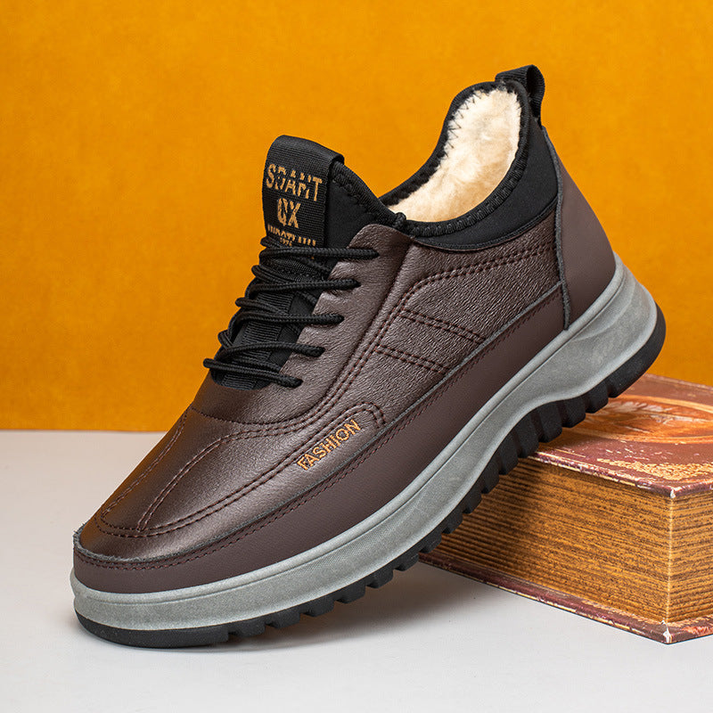 ⛄🔥【39-45】Zapatos deportivos casuales de invierno 2025 para hombre, nuevos, de cuero genuino, impermeables, con suela suave de terciopelo-E