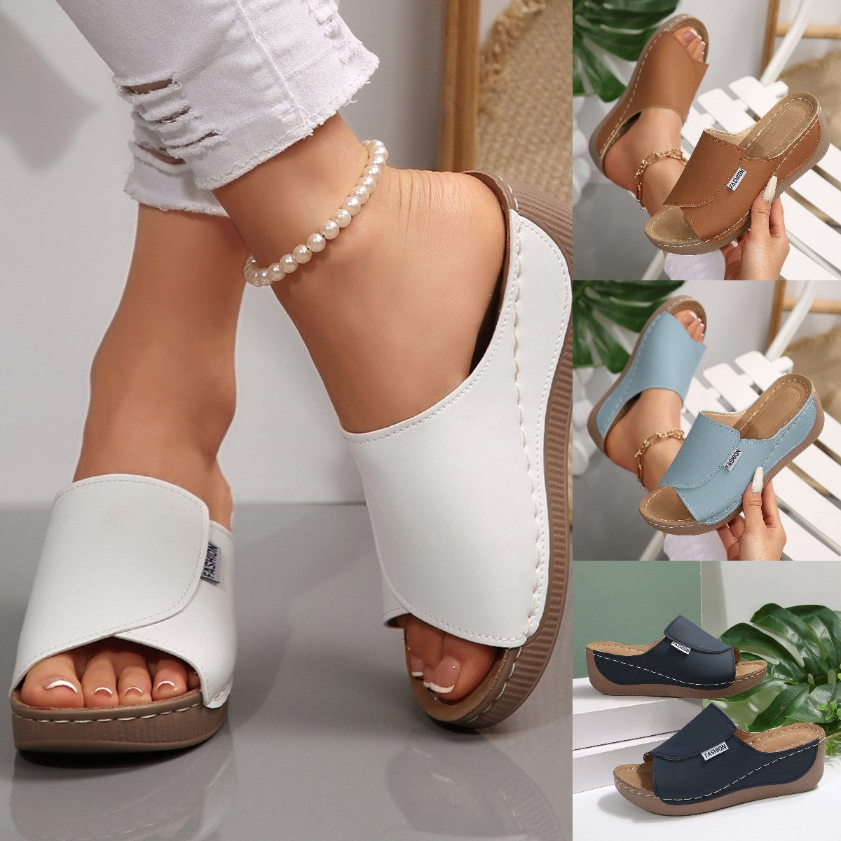 🔥👡【36-43】Sandale la modă pentru femei din piele naturală, 2025, cu talpă moale și groasă-R