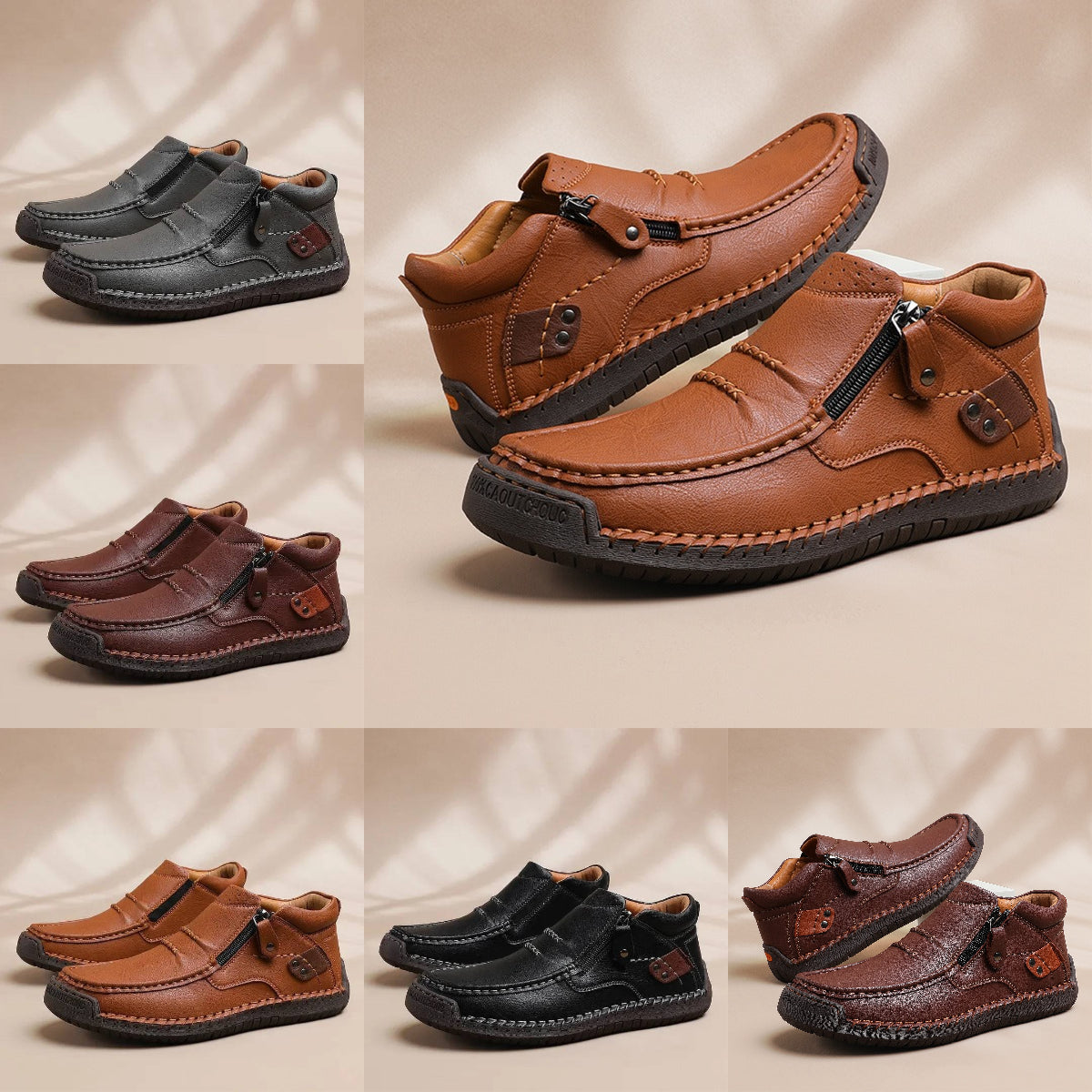 👞【38-48】Pánské řidičské boty, vyrobené z vysoce kvalitní kůže, ručně vyrobené, protiskluzové - široká špička, podpora klenby ✅️Dobírka-Z