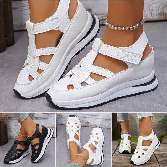 👡✨【50% zniżki🔥】【35-43】😍 Nowe damskie sandały na platformie w dużych rozmiarach, na koturnie i rzepy, idealne na co dzień