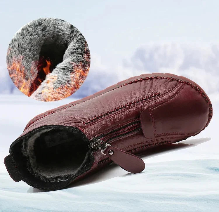 【35-41】Kézzel készített olasz női csúszásmentes valódi bőr bokacsizma-U