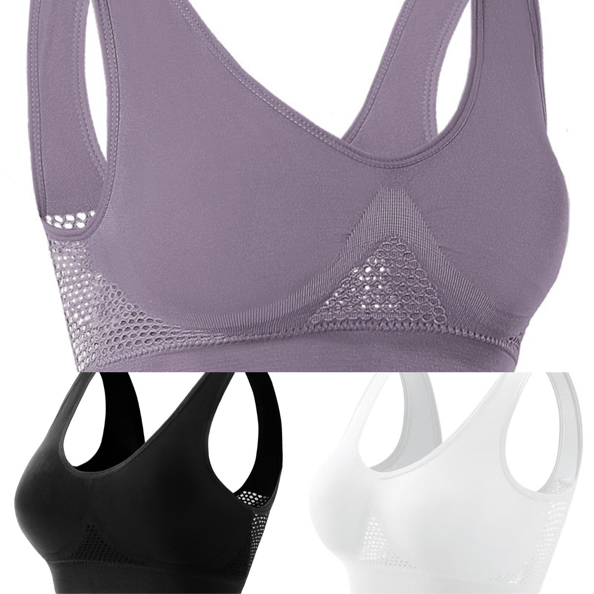 😍【Juego de 3 piezas】Sujetador invisible para tallas grandes ❤️ Transpirable y fresco【40–120KG】