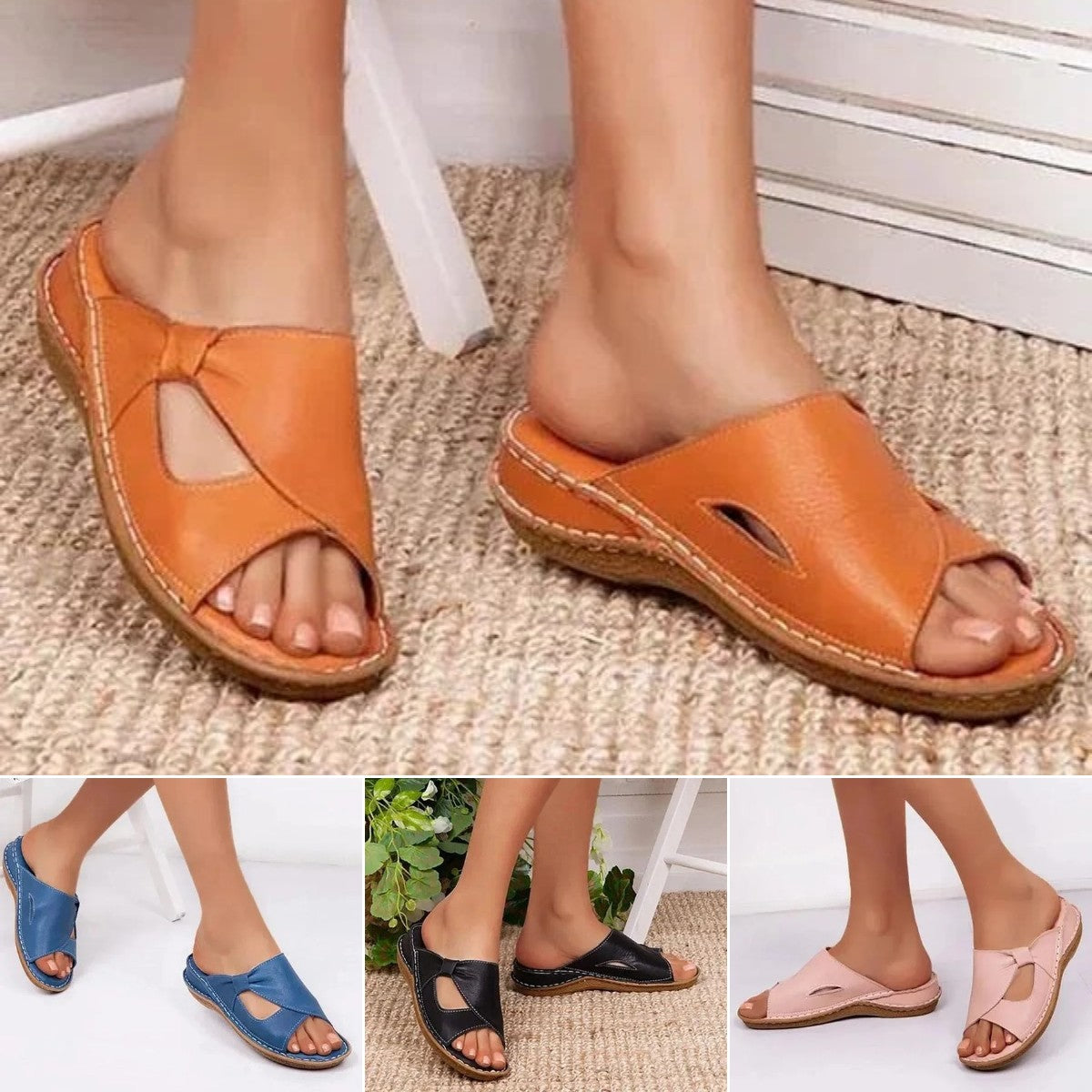 🔥👡2026 verano nueva moda zapatillas de playa de las mujeres, suelas cómodas y suaves-E