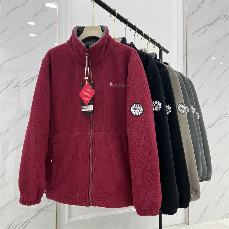 Pánská silná sametová fleecová bunda, podzim a zima, teplá, lehká, velká velikost