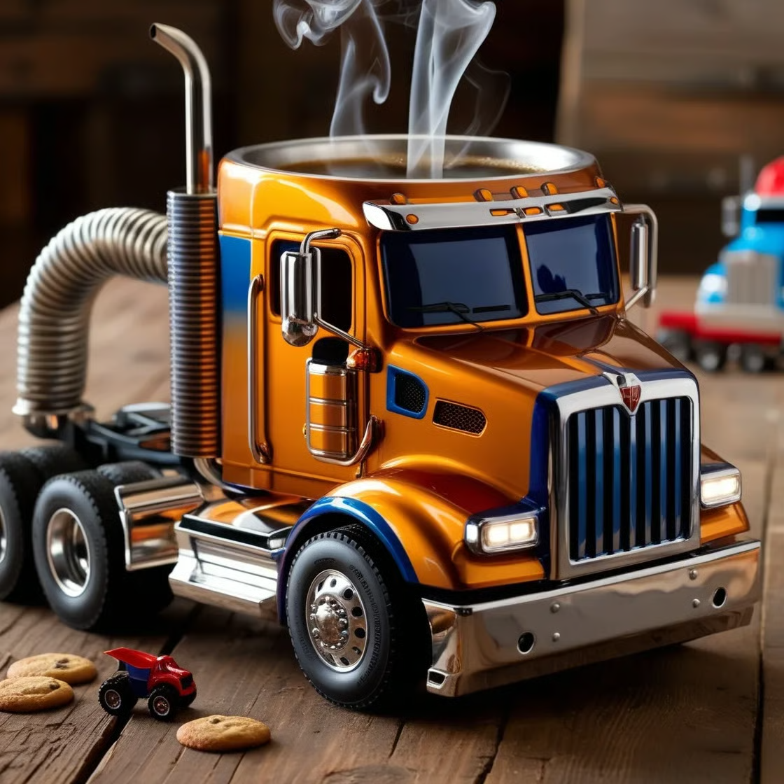 🚛Ručno izrađena šalica za kavu modela kamiona s poluprikolicom -H