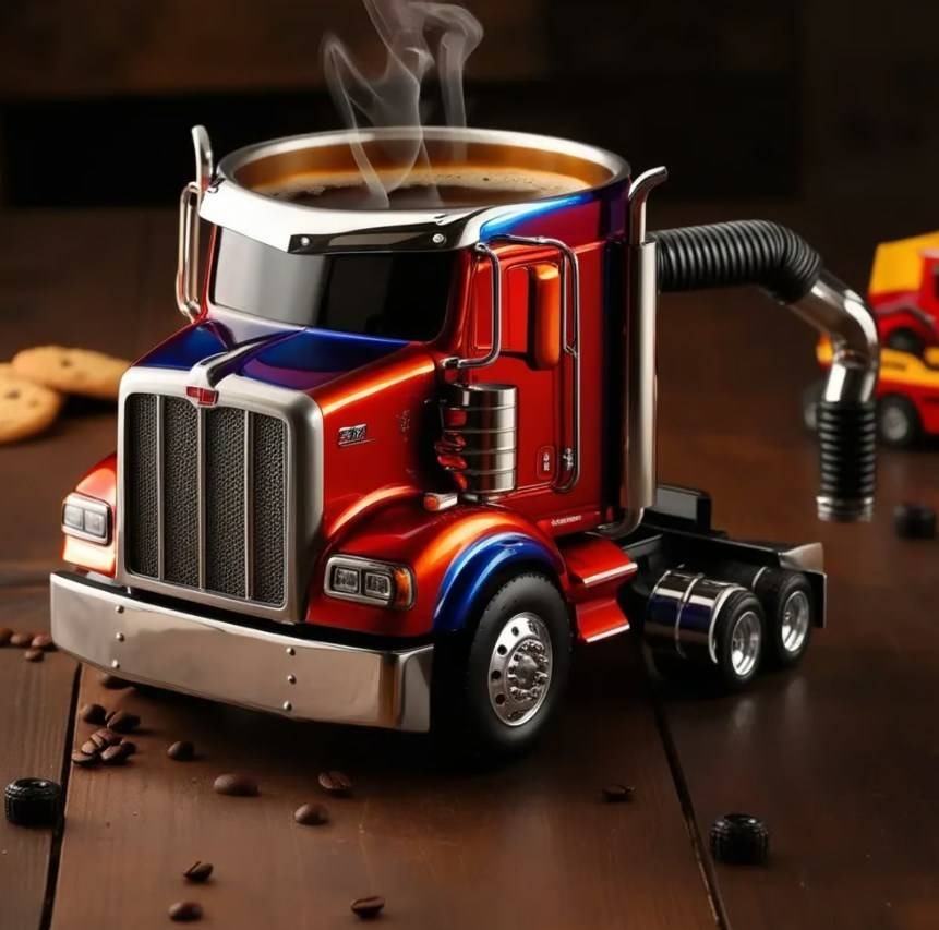 🚛Ručno izrađena šalica za kavu modela kamiona s poluprikolicom -H
