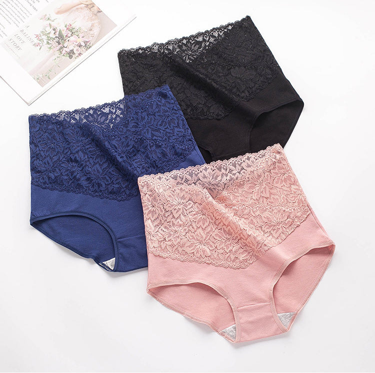 🔥【6 sztuk】👙Antybakteryjne bawełniane koronkowe majtki z wysokim stanem