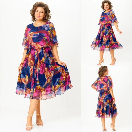 😎💃Nové💥【S-5XL】 Šifonové volné šaty velké velikosti | Pohodlné a prodyšné, velmi vhodné na léto