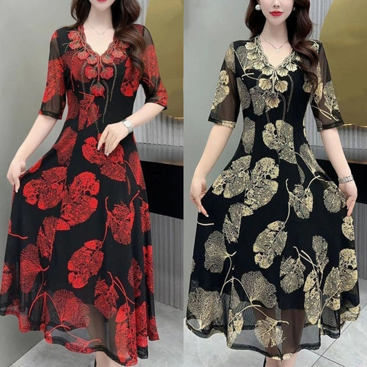 🔥✨【S-5XL】🔥Oferta ograniczona czasowo🔥2025 Wiosna nowa wysokiej jakości modna elegancka drukowana sukienka damska