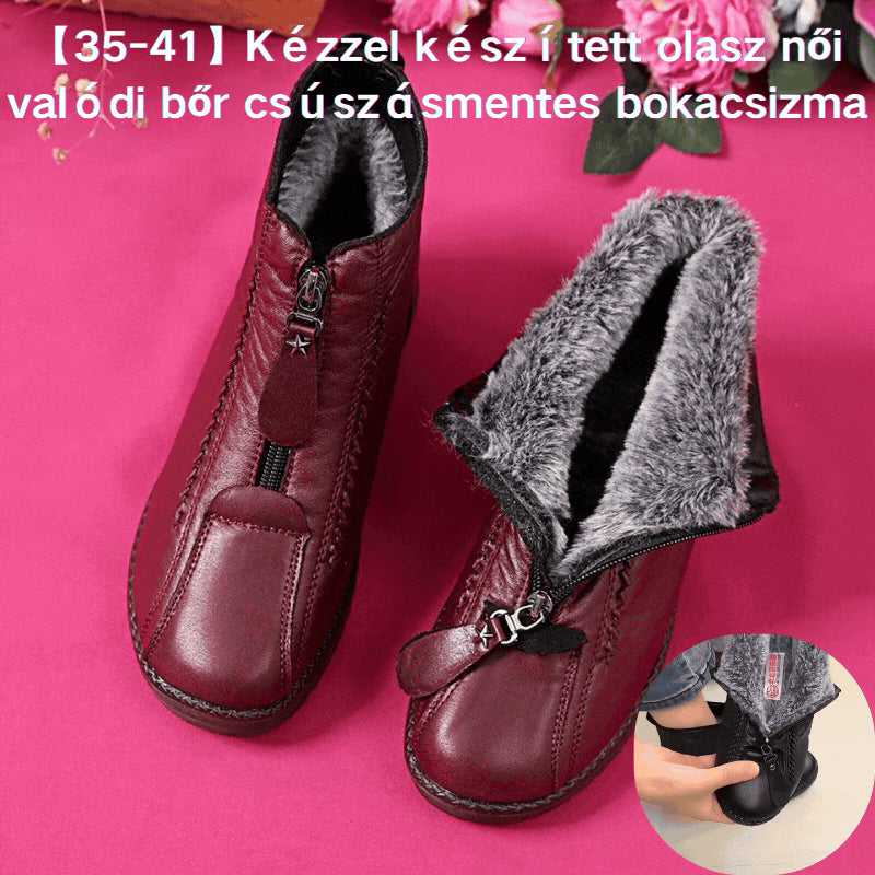 【35-41】Kézzel készített olasz női csúszásmentes valódi bőr bokacsizma-U