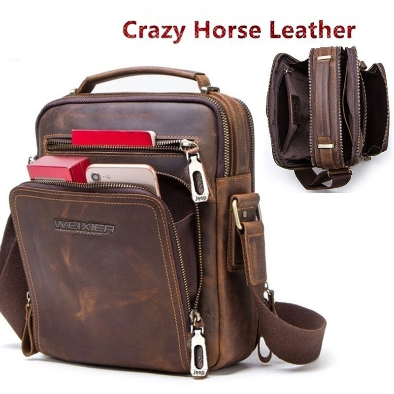 👜【Novi proizvod, vruća rasprodaja】Muška modna poslovna ležerna torba preko ramena od prave kože - veliki kapacitet, dobra kvaliteta-H