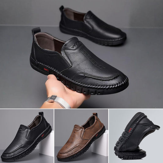 👞【39–44】Nové pánské ležérní kožené boty pravá kůže měkká podrážka protiskluzové a prodyšné-Z