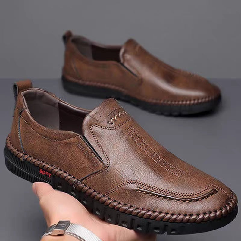 👞【39–44】Nové pánské ležérní kožené boty pravá kůže měkká podrážka protiskluzové a prodyšné-Z